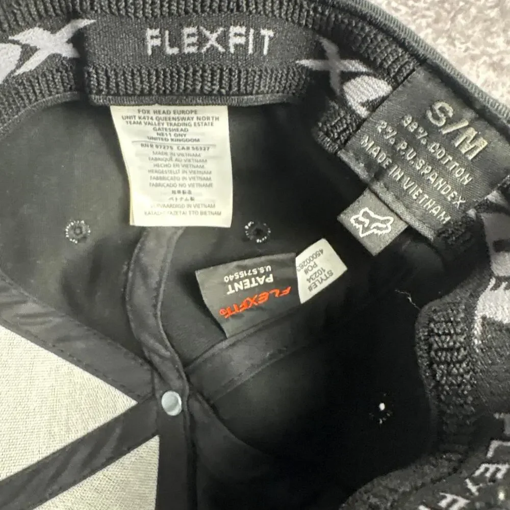 Fox Racing Y2K Moto Big Logo Flexfit Hat Plaid Black Red Fitted Size S/M